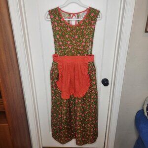 Vintage Floral Design House Apron, 100% Cotton Made in Japan.